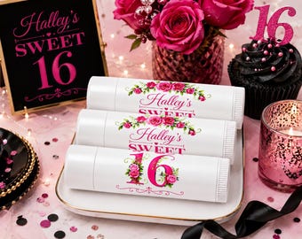 Lip Balm Party Favors, Personalized Chapstick Favors, Custom Lip Balm Labels, Birthday Favor, Sweet 16 Favor, Thank You Gift