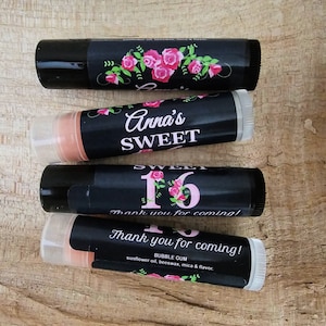 Sweet 16 Favors, Birthday Party Favor, Custom Lip Balm, Personalized Birthday Favors, Bulk Chapstick, Girls Birthday Idea&#39;s, Quinceanera