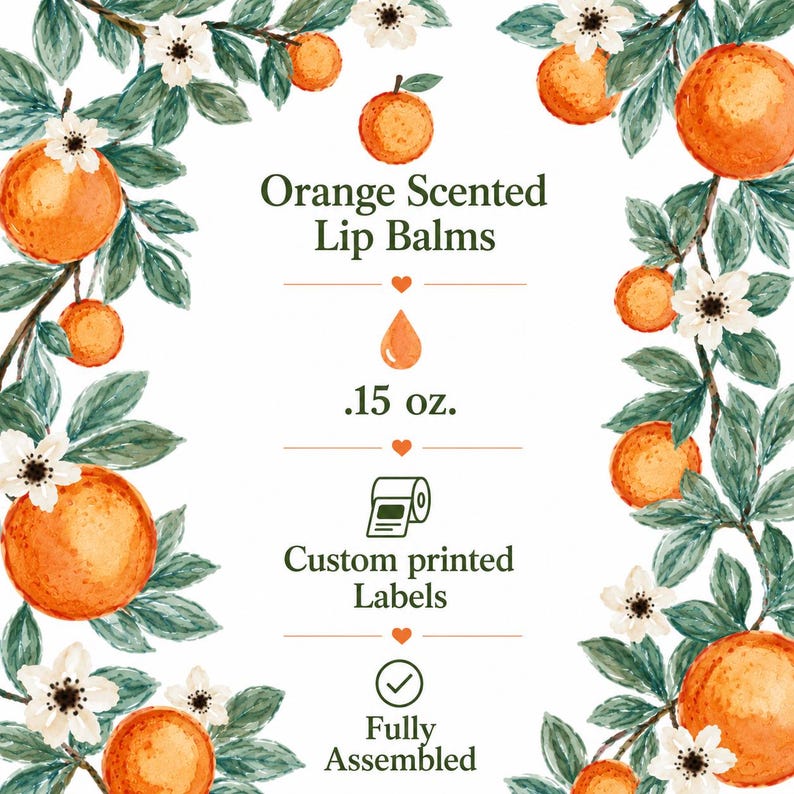 Little Cutie Baby Shower Lip Balm Favors – Personalized Orange Baby Shower Favors – Citrus Party Chapstick image 7