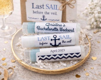 Last Sail Before the Veil Lip Balm Favors, Nautical Bachelorette Party Favors, Personalized Chapstick, Beach Bach Weekend Gifts