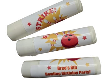 Personalized Bowling Party Favor Lip Balms