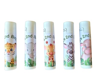 Personalized Jungle Themed Lip Balm Party Favors