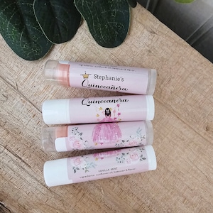 Personalized quinceañera Lip Balm Favors