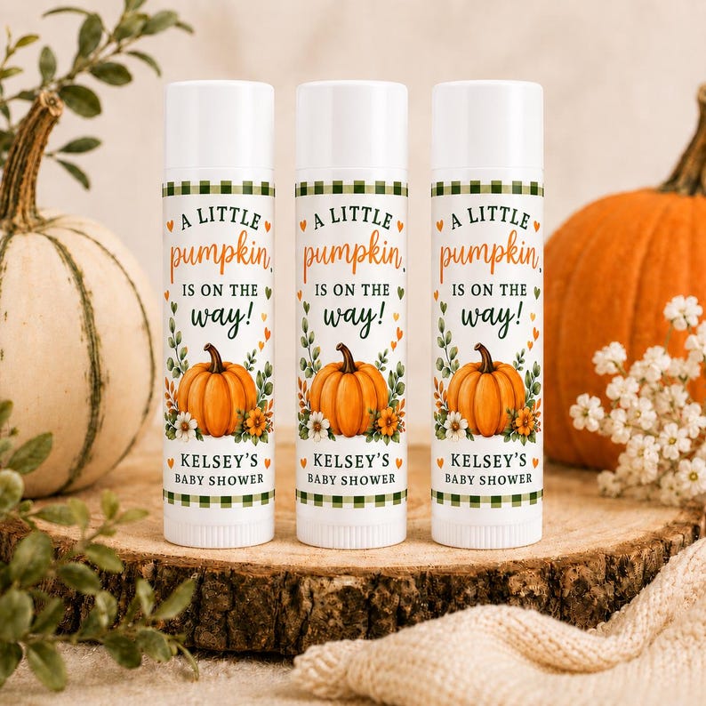 Pumpkin Baby Shower Lip Balm Favors | Personalized Fall Chapstick Favors | Little Pumpkin Party Favor bild 3
