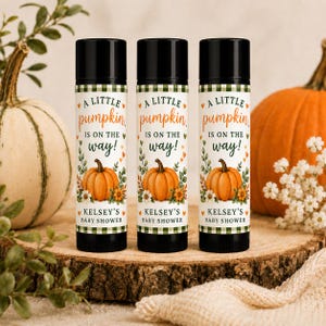 Pumpkin Baby Shower Lip Balm Favors | Personalized Fall Chapstick Favors | Little Pumpkin Party Favor bild 2