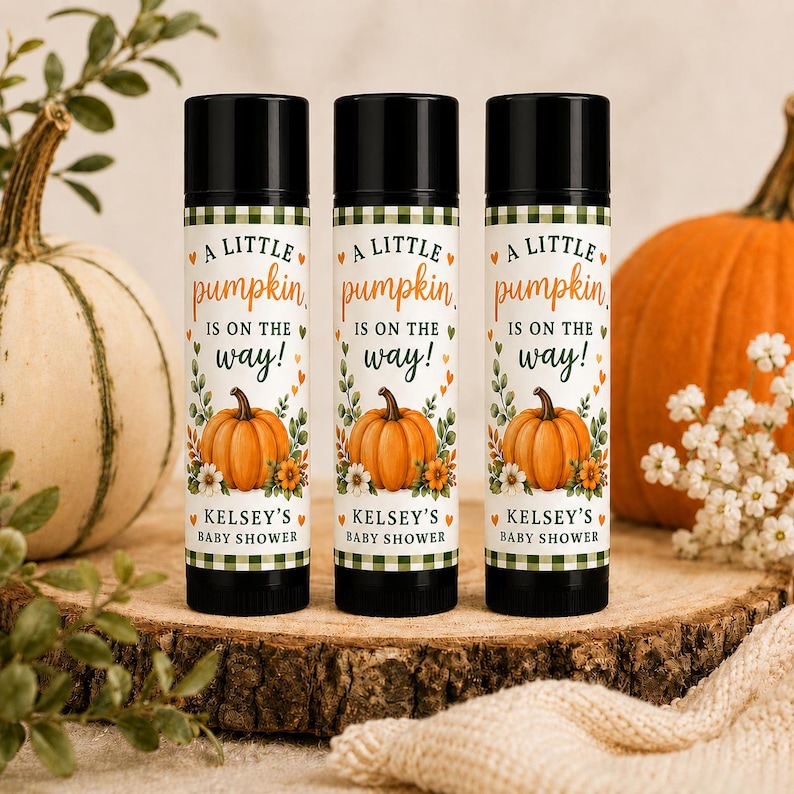 Pumpkin Baby Shower Lip Balm Favors | Personalized Fall Chapstick Favors | Little Pumpkin Party Favor bild 2