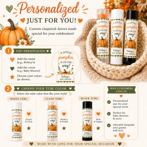 Pumpkin Baby Shower Lip Balm Favors | Personalized Fall Chapstick Favors | Little Pumpkin Party Favor bild 6