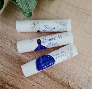 Sweet 16 Party Favors, Girls Birthday Party, Quinceneara Favor, Teen Birthday Party Idea&#39;s, Sweet Sixteen Gift, Personalized Lip Balm Favors