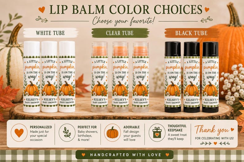 Pumpkin Baby Shower Lip Balm Favors | Personalized Fall Chapstick Favors | Little Pumpkin Party Favor bild 5