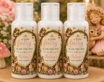 Enchanted Woodland Fairy Baby Shower Lotion Favors | Personalized Mini Lotion Party Favor