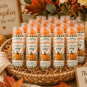 Pumpkin Baby Shower Lip Balm Favors | Personalized Fall Chapstick Favors | Little Pumpkin Party Favor bild 4