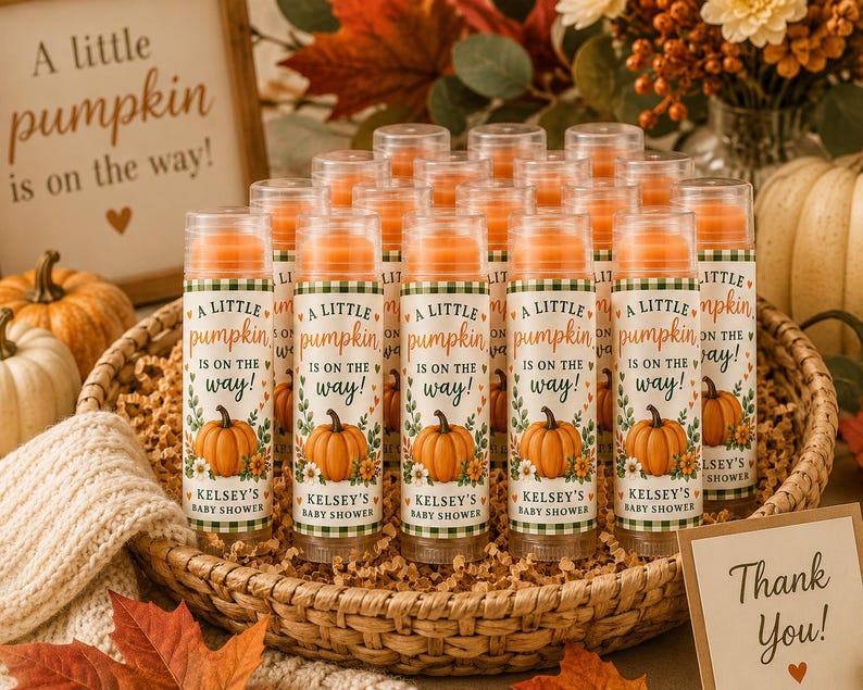 Pumpkin Baby Shower Lip Balm Favors | Personalized Fall Chapstick Favors | Little Pumpkin Party Favor bild 4