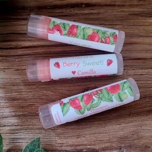 Custom Birthday Favors, Strawberry Chapstick, Personalized Lip Balm Baby Shower Favors, Wedding Gifts, Bridal Party Gift, Retirement Idea&#39;s