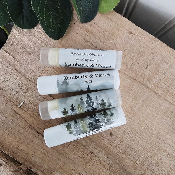 Mountain Theme Favors, Mountain Wedding, Lip Balm Favors, Wedding Party Favors, Mountain Bridal Shower, Bridal Party Gifts, Wedding Lip Balm