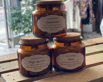 Beeswax Candles/3 oz/ Coconut Oil/ Wood Wick/100% Pure Essential Oils