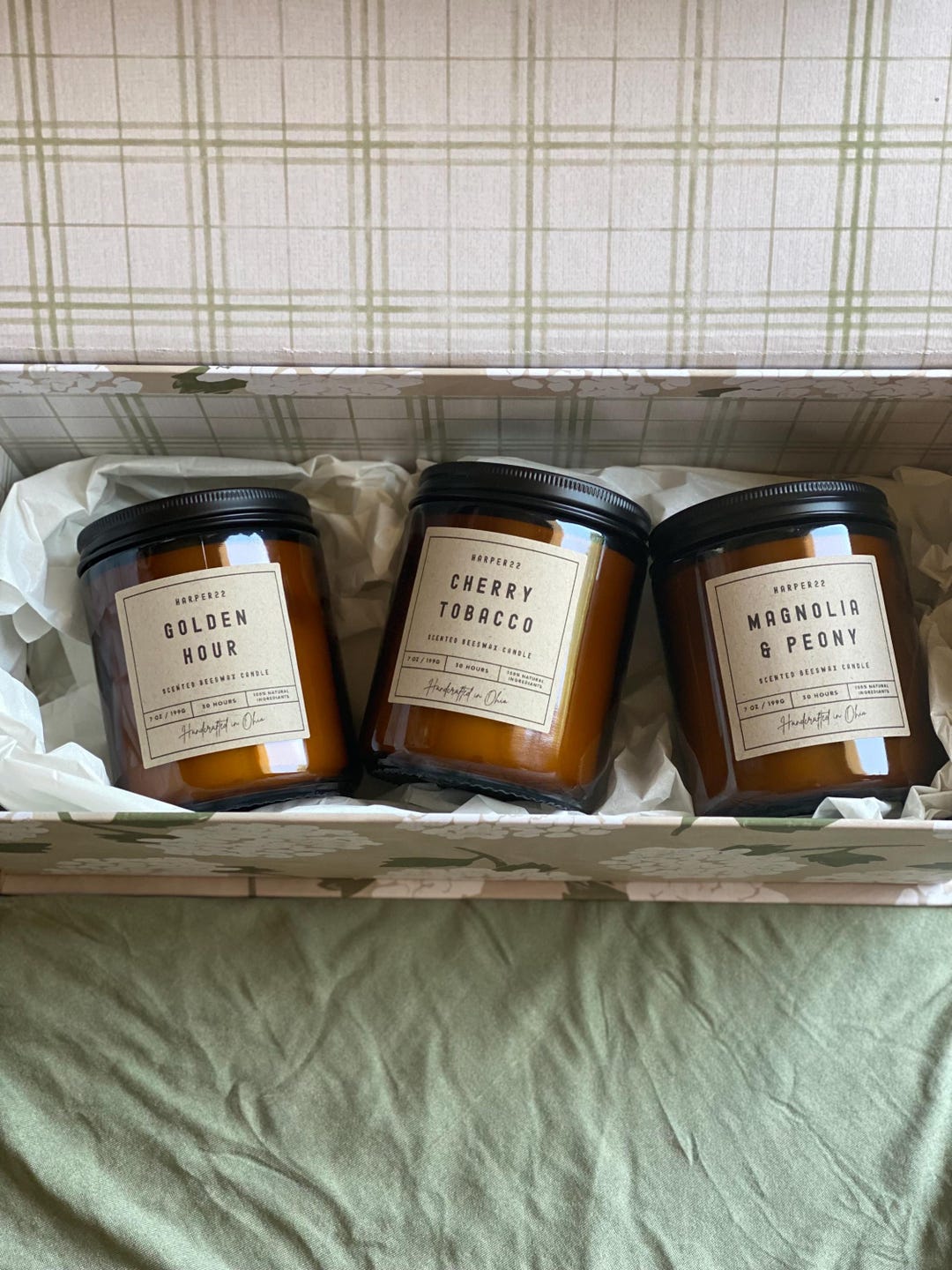Hand Poured Beeswax Candle | 7oz Amber Glass Jar | Scented and Infused ...