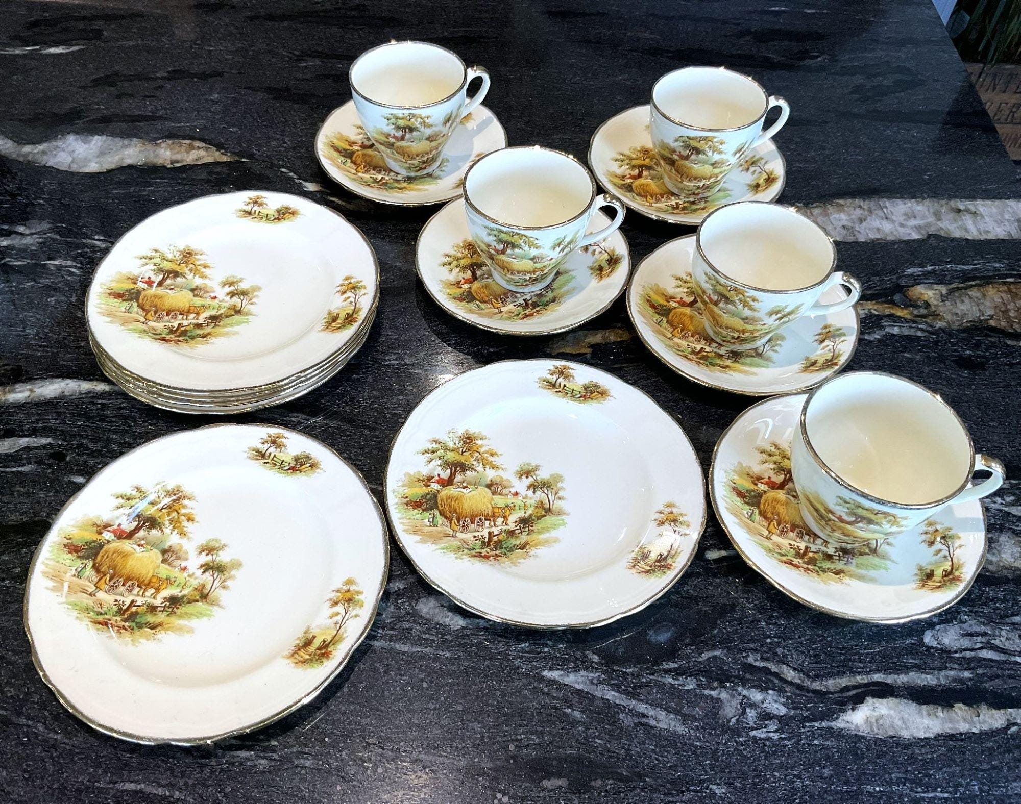Vintage English 1940s-1950s Alfred Meakin Tea Set Country Life
