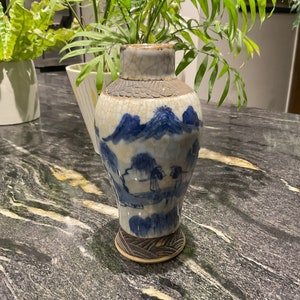 REDUCED** - Antique 19th Century Chinese Blue and White Vase - Possibly Chenghua or Nanking