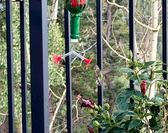 Hand Painted Wine Bottle Hummingbird Feeder