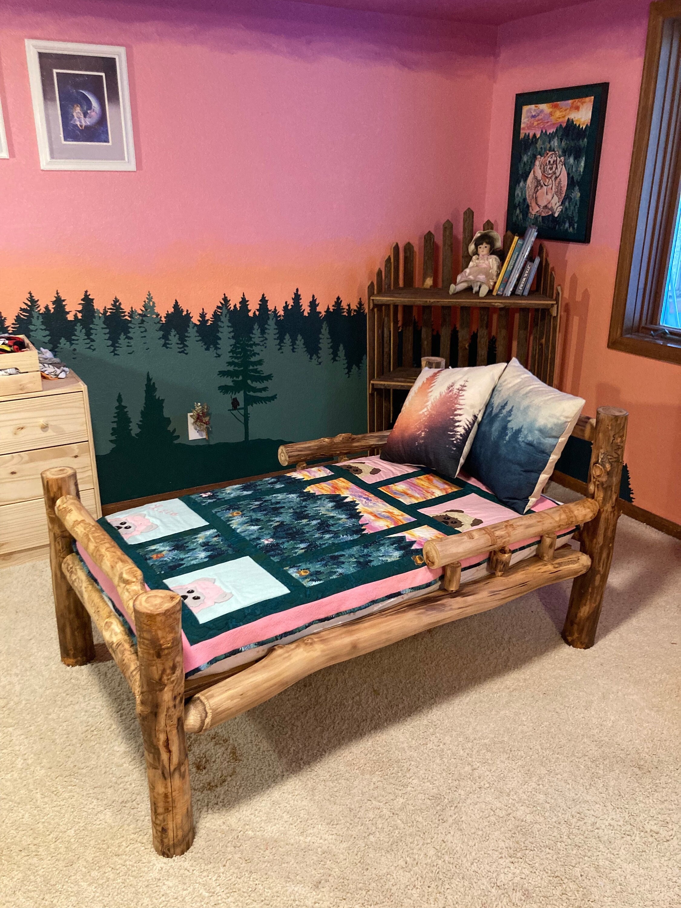 Log sale crib bed