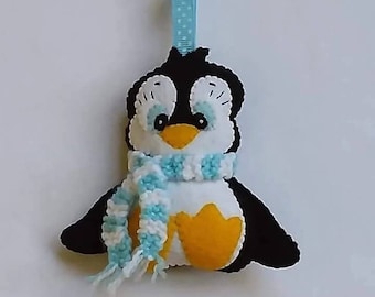 Handmade Felt Penguin Christmas Tree Decoration, Penguin Christmas Ornament, Felt Penguin