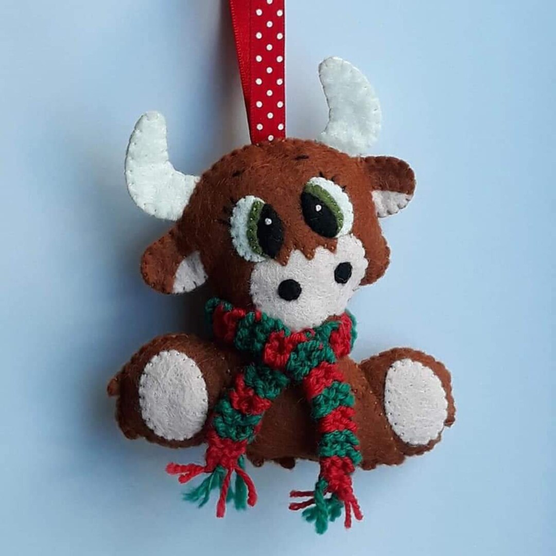 Handmade Felt Christmas Decorations Baby Highland Cow Etsy