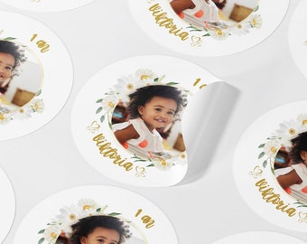 Etiquetas adhesivas con foto para personalizar - Bautismo, baby shower, bienvenida bebé, cumpleaños, comunión