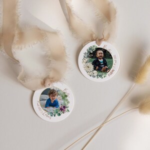 Étiquettes photo perforées à personnaliser - Baptême, baby shower, Welcome baby, anniversaire - 4,5cm- Étiquettes en Papier