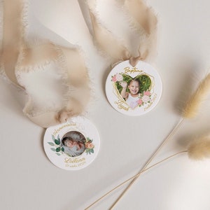 Étiquettes photo perforées à personnaliser - Baptême, baby shower, Welcome baby, anniversaire - 4,5cm- Étiquettes en Papier