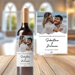 Lot of Personalized photo labels, Label for Bottle, Bottle of Wine, Personalized Message, Wedding, Pacs