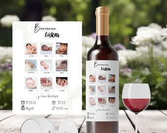 Wine bottle label original request announcement, Wine Bottle, Personalized Message, guest gift, birth, bottle decoration