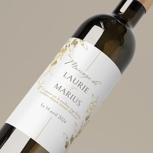 Étiquettes de bouteille de vin mariage personnalisable , Etiquette chic pour Bouteille, Message Personnalisé, Mariage, Pacs, vin de table