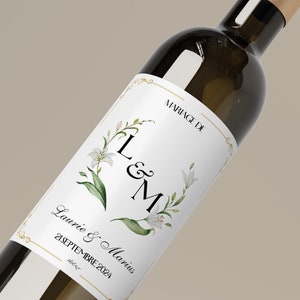 Étiquettes de bouteille de vin mariage personnalisable, Etiquette chic pour Bouteille, Message Personnalisé, Mariage, Pacs, vin de table