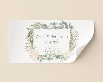 Étiquettes adhésives à personnaliser - Thème mariage et autres cérémonies - Rectangle /Blanc Mat/ Blanc Brillant