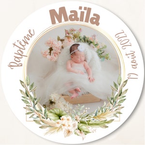 Adhesive labels to personalize Baptism theme, baby shower, Welcome baby with photo image 8