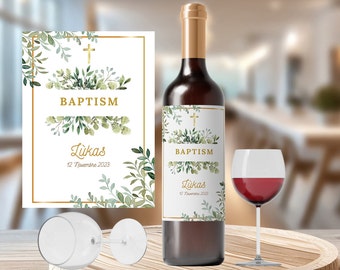 Lot Étiquettes Vin Personnalisées - Étiquette chic pour Bouteille, Bouteille de Vin, Message Personnalisé- Étiquette adhésive pour baptême