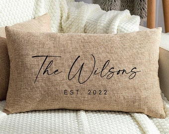 Custom Burlap Pillow, Custom Name Burlap Pillow, Family Burlap Pillow, Custom Family Cushion, Custom Outdoor Pillow, Custom Porch Pillow