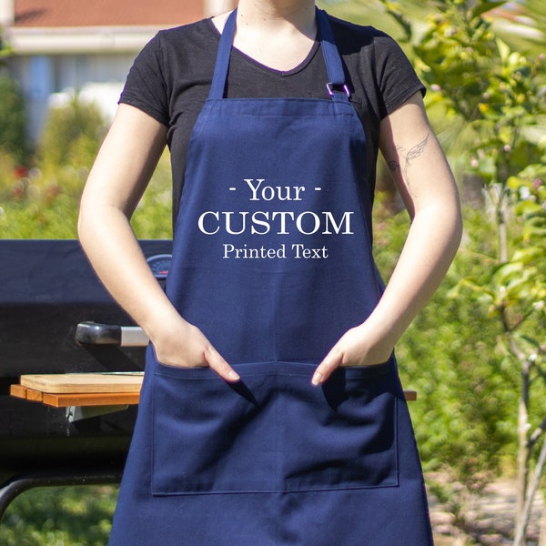 Custom Text Apron, Customize Logo Apron, Personalized Kitchen Apron, Custom Chef Apron, Personalised Cooking Apron, Personalized Apron