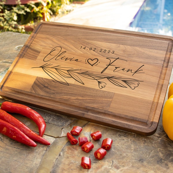 Personalized Cutting Board, Custom Wood Cutting Board, Engraved Wedding Gift, Engagement Gift For Couple, Unique Bridal Shower, Couple Gift