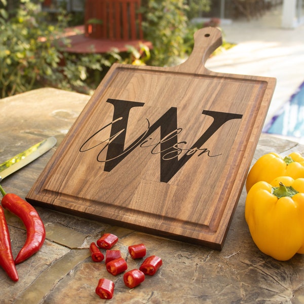 Custom Cutting Board,  Monogram Cutting Board, Personalized Cutting Board, Charcuterie Board, Engraved Walnut Board, Letter Cutting Board