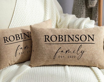 Outdoor Pillow, Custom Burlap Pillow, Family Pillow, Custom Name Pillow, Last Name Pillow, Personalize Pillow, Porch Pillow, Family Cushion