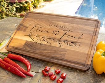 Tabla de cortar personalizada, tabla de cortar de madera personalizada, regalo de boda grabado, regalo de compromiso para pareja, despedida de soltera única, regalo de pareja