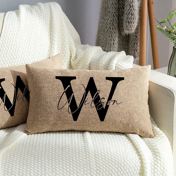 Custom Name Pillow, Custom Burlap Pillow, Outdoor Pillow, Custom Pillow, Personalize Burlap Pillow, Custom Pillow Cover, Custom Porch Pillow