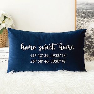 Home Latitude Longitude Pillow, Coordinates Pillow, Custom Address Pillow, Address Pillow, Custom Address Pillow, Personalized Pillow Cover