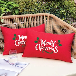 Merry Christmas Pillow, Outdoor Pillow, Christmas Decor, Farmhouse Decor, Noel Pillowcase, Porch Pillow, Bench Pillow, New Year Pillowcase