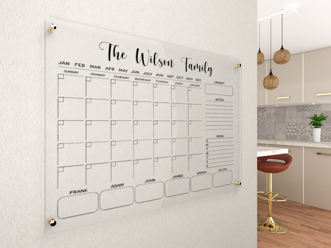 Personalized Family Calendar Custom Family Planner Acrylic Etsy