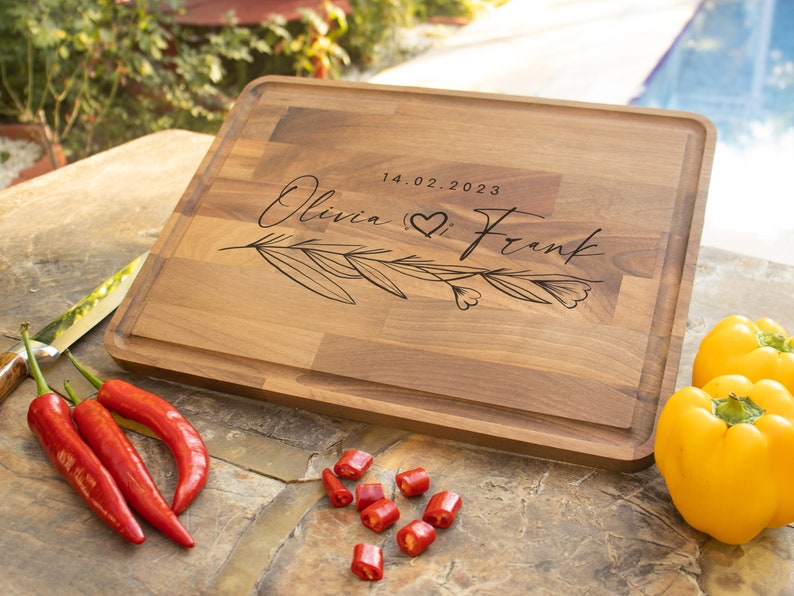 Personalized Cutting Board, Custom Wood Cutting Board, Engraved Wedding Gift, Engagement Gift For Couple, Unique Bridal Shower, Couple Gift image 5