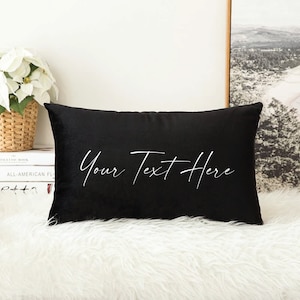 Personalized Text Pillow, Custom Logo Pillow, Personalize Pillow, Personalised Pillow, Custom Text Pillow, Personalized Pillow Gift Black