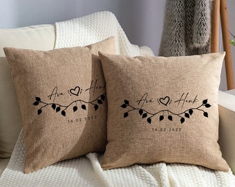 Personalized Wedding Gifts, Personalized Burlap Pillow, Wedding Pillow Cover, Couple Pillow Cover, Couples Name Pillow, Gift For Couples