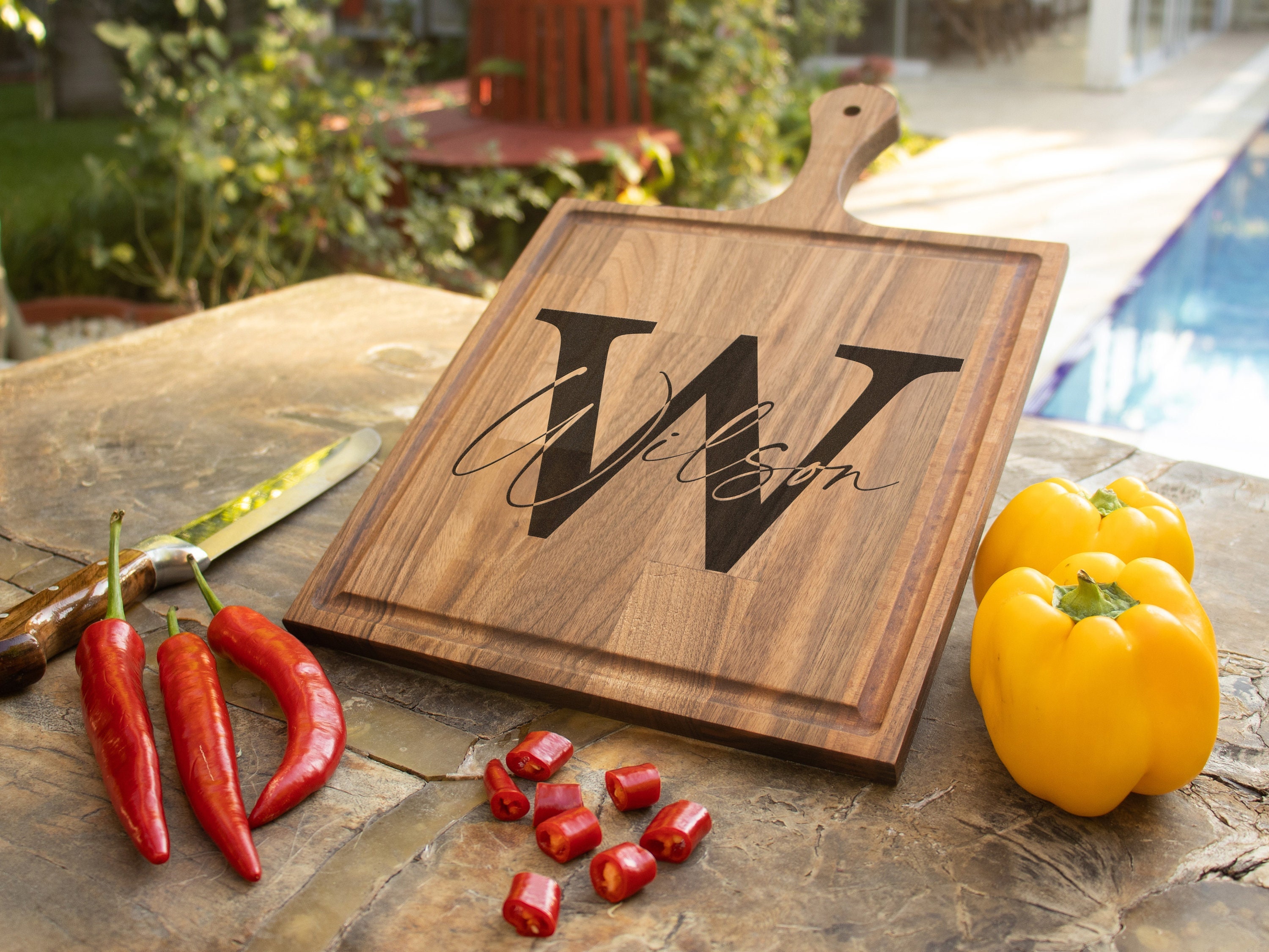 Cutting Board with Real Stone Inlay - Words with Boards, LLC